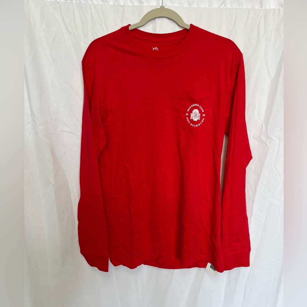 Southern Tide Ohio State Buckeyes Long Sleeve Shirt 100% Cotton Red Womens Small